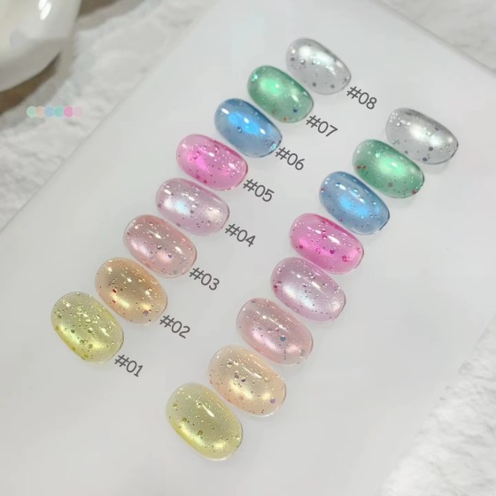 LBT NAIL 15ML Holographic Glitter Shimmer Translucent Jelly Color Magnetic