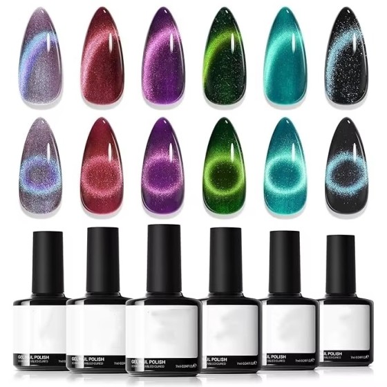 LBT NAIL Cat Eye Gel Nail Polish 6 Colors Glitter Red Green Purple Blue Gel Polish Set