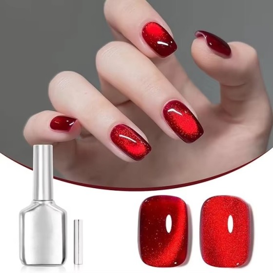 LBT NAIL Red Cat Eye Gel Nail Polish Glitter Holographic Nail Polish
