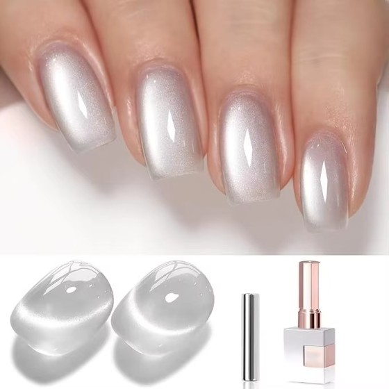 LBT NAIL White Holographic Glitter Shimmer Translucent Color Salon