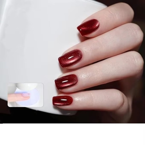 LBT NAIL Jelly Red Glitter Cat Eye Gel Nail Polish Set with Magnet 6 Types
