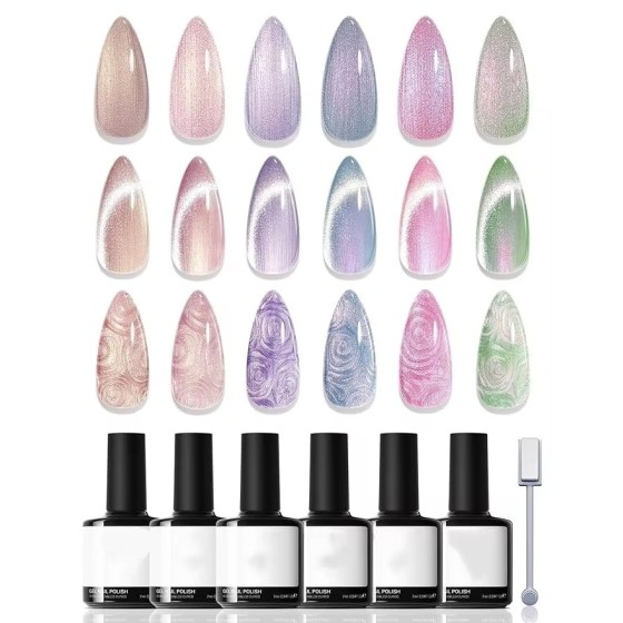 LBT NAIL 6 Colors Shimmer Pearl Magnetic Nail Drawing Set
