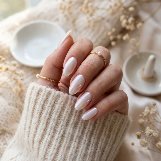 Pearl Glaze Donut Nails